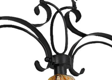 Amber Glass Shade Wrought Iron Chandelier Unique / Rustic / Retro Phong cách 3 Light, E27 cơ sở