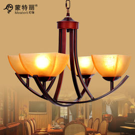 Phong cách Mỹ Bordeaux kim loại Rèn Sắt Chandelier, Nhà E27 LED Đèn chùm