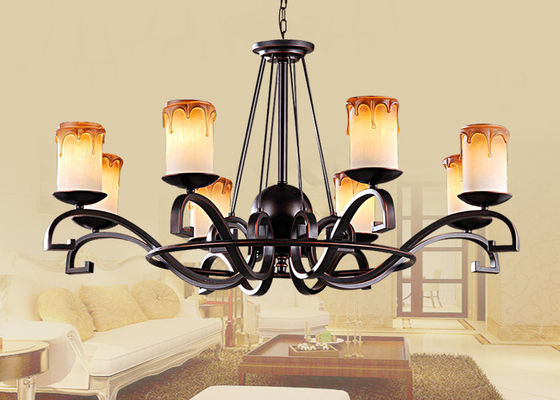 Đương đại Rèn sắt Blown Glass Đèn chùm Đèn Đối với Phòng khách / Phòng ngủ
