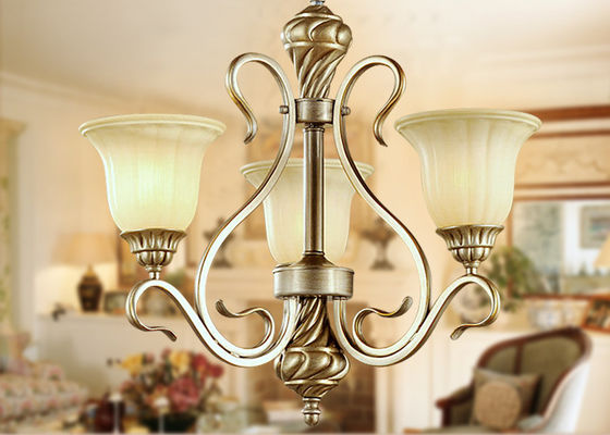 3 Light hiện đại Wrought Iron Chandelier Lights / Pendant Lighting với Shades cho Villa