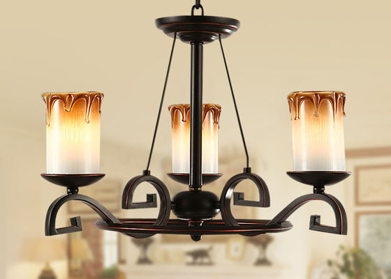 3 Light Bordeaux cổ điển Wrought Iron Chandelier, ăn Đèn chùm phòng chiếu sáng