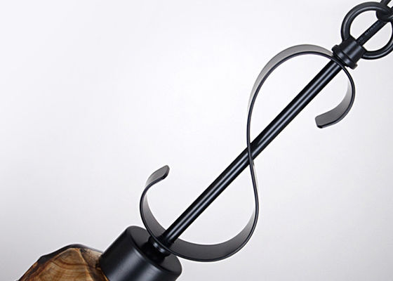 Đèn chùm truyền thống Wrought Iron Chandelier / Amber Vintage Glass Pendant