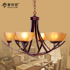 Classic Hotel Pendant Lamp 6-Light Wrought Iron Chandelier Với Bordeaux Side-lau đèn