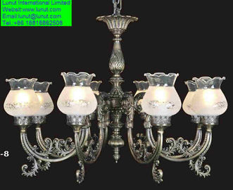 Marble đá đèn chùm châu Âu đồng, đèn đồng châu Âu với đá cẩm thạch