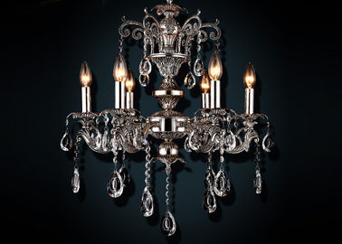 Đen Retro Châu Âu Crystal Chandelier 6 Light, Đèn chùm, treo cổ truyền thống Glass