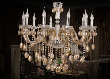 10 Cognac ánh sáng sang trọng Crystal Chandelier, đèn chùm hiện đại Glass Pendant