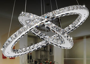 Funky Modern K9 pha lê LED Chandelier Lamp / sang trọng Pendant chiếu sáng với thép không gỉ