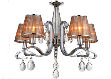 Chrome 5 Light trong nhà sang trọng Đèn chùm hiện đại ánh sáng / đèn Với vải Shade