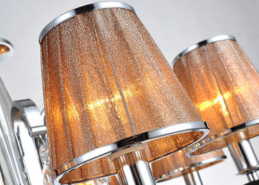 Chrome 5 Light trong nhà sang trọng Đèn chùm hiện đại ánh sáng / đèn Với vải Shade
