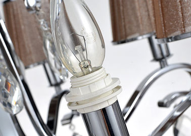 Chrome 5 Light trong nhà sang trọng Đèn chùm hiện đại ánh sáng / đèn Với vải Shade