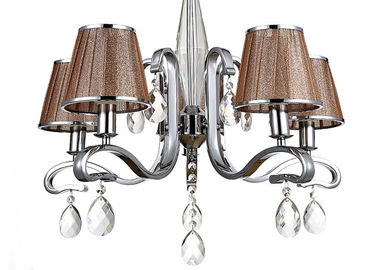 Chrome 5 Light trong nhà sang trọng Đèn chùm hiện đại ánh sáng / đèn Với vải Shade