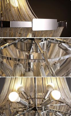 Hot Bán Luxury Hotel lớn chandelier Nội chrome nickel màu kim loại ánh sáng chuỗi Chandelier hiện đại cho biệt thự khách sạn