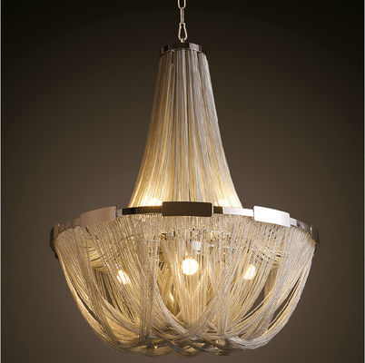 Hot Bán Luxury Hotel lớn chandelier Nội chrome nickel màu kim loại ánh sáng chuỗi Chandelier hiện đại cho biệt thự khách sạn