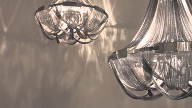 biệt thự sang trọng Đèn chùm hiện đại lớn nội thất Chrome kim loại chuỗi treo chiếu sáng
