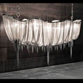 Trang trí nội thất kính Drop Chandelier Wide Đèn chùm Sliver sạn