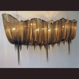 Trang trí nội thất kính Drop Chandelier Wide Đèn chùm Sliver sạn