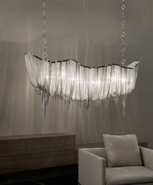 Trang trí nội thất kính Drop Chandelier Wide Đèn chùm Sliver sạn