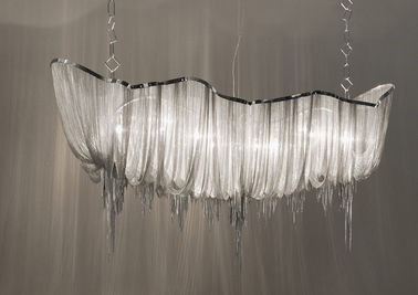 Trang trí nội thất kính Drop Chandelier Wide Đèn chùm Sliver sạn