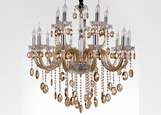 Luxury Art Glass hiện đại Đèn chùm khách sạn lớn với Electroplated Cognac 1500W