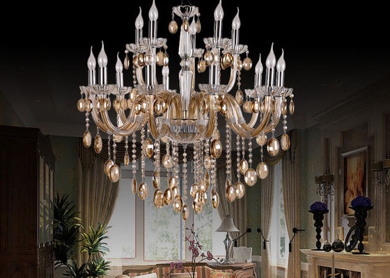 Luxury Art Glass hiện đại Đèn chùm khách sạn lớn với Electroplated Cognac 1500W
