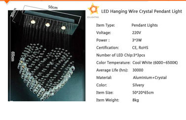 Phòng ăn Pendant Crystal Light, 3pcs * 3W Chandelier Lights
