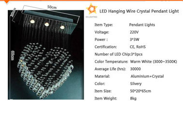Phòng ăn Pendant Crystal Light, 3pcs * 3W Chandelier Lights
