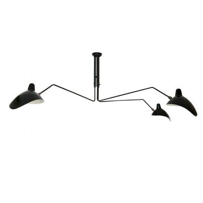 Đèn trần Đen, Fancy sắt Ba Arms cong trần Chandelier Lamp