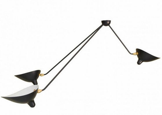 Đèn trần Đen, Fancy sắt Ba Arms cong trần Chandelier Lamp