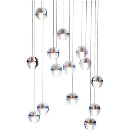 Rõ ràng Crystal Glass bóng Led Chandelier đèn Transparent Bị treo Pendant
