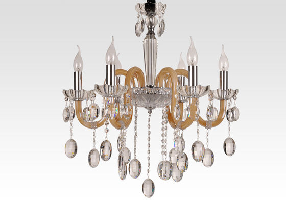 Mỹ hiện đại Amber Art Deco Chandelier ánh sáng Đèn chiếu sáng cho phòng hội nghị, Six nhẹ