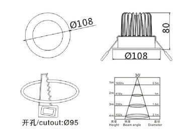 1320Lm 12 Watt nhôm Downlights / Cư Led Chìm Downlights