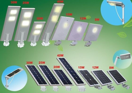 Tiết kiệm năng lượng 60W Cool White IP66 ngoài trời tích hợp năng lượng mặt trời Đèn đường LED