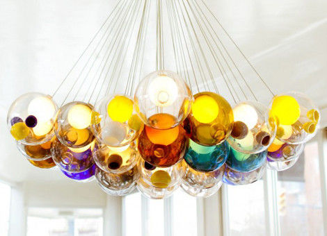 Creative đúp Glass Bìa Đèn treo trần LED G9 đèn Pendant đầy màu sắc